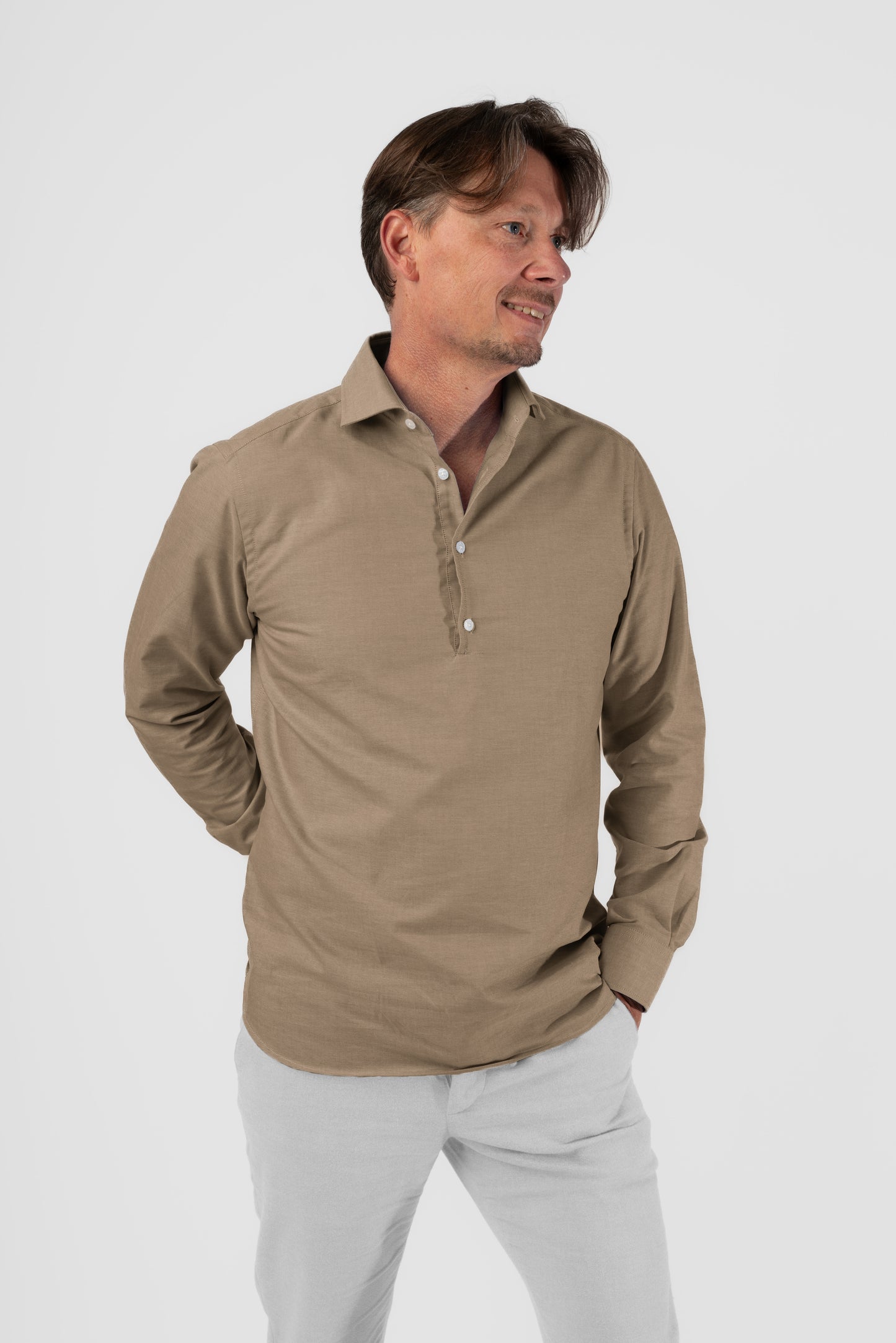 Popover Dress Shirt Desert Brown