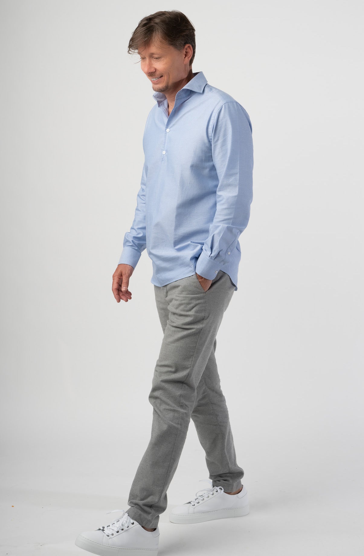 Popover Dress Shirt Sky Blue